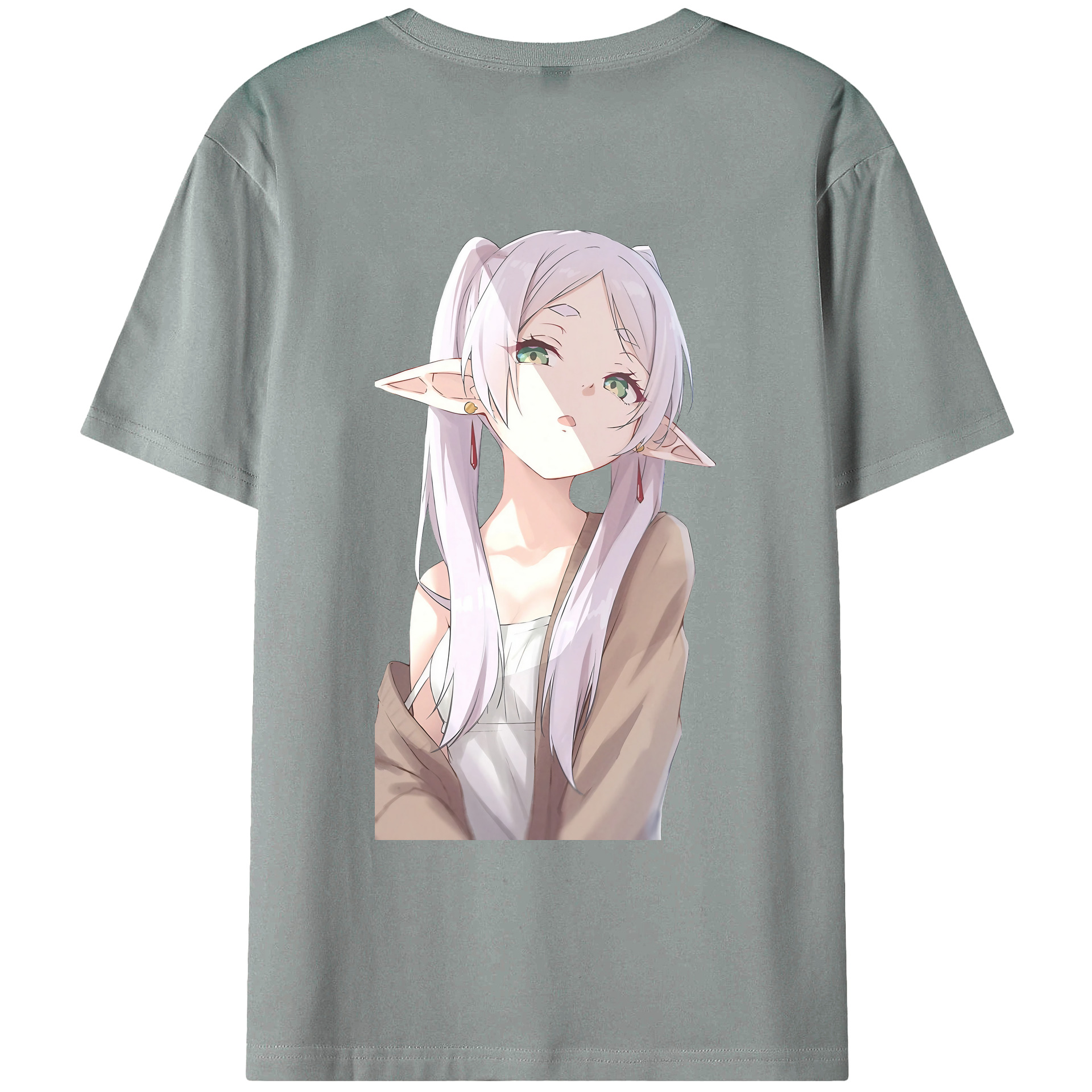 （画像用） 葬送のフリーレン Frieren 綿100％ メンズ半袖Tシャツ（バックプリント） 通気性
